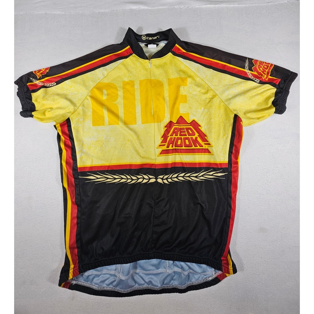 Canari‎ Red Hook Cycling Jersey Mens 2XL Yellow Black Red Short Sleeve Zip RIDE